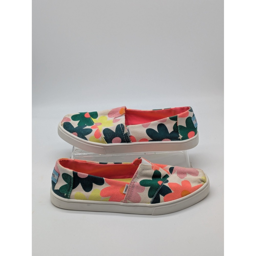 TOMS Women's 7.5 Floral Canvas Slip On Shoes Multicolor Alpargata Casual Flats